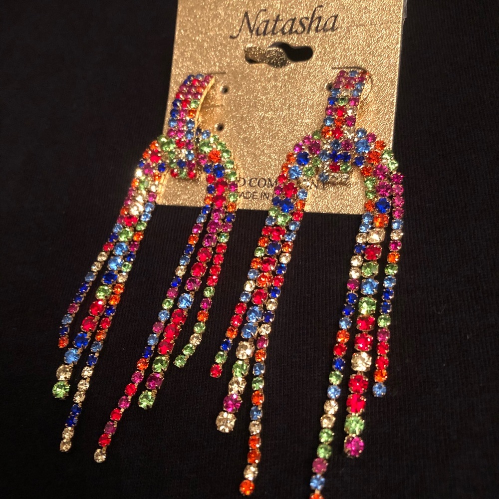 Natasha Multi-colored Rhinestones Pride Earrings
